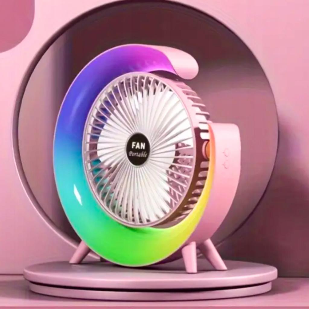 Desk Fan For Summer Led 3 Speeds Rgb Powerful Quiet