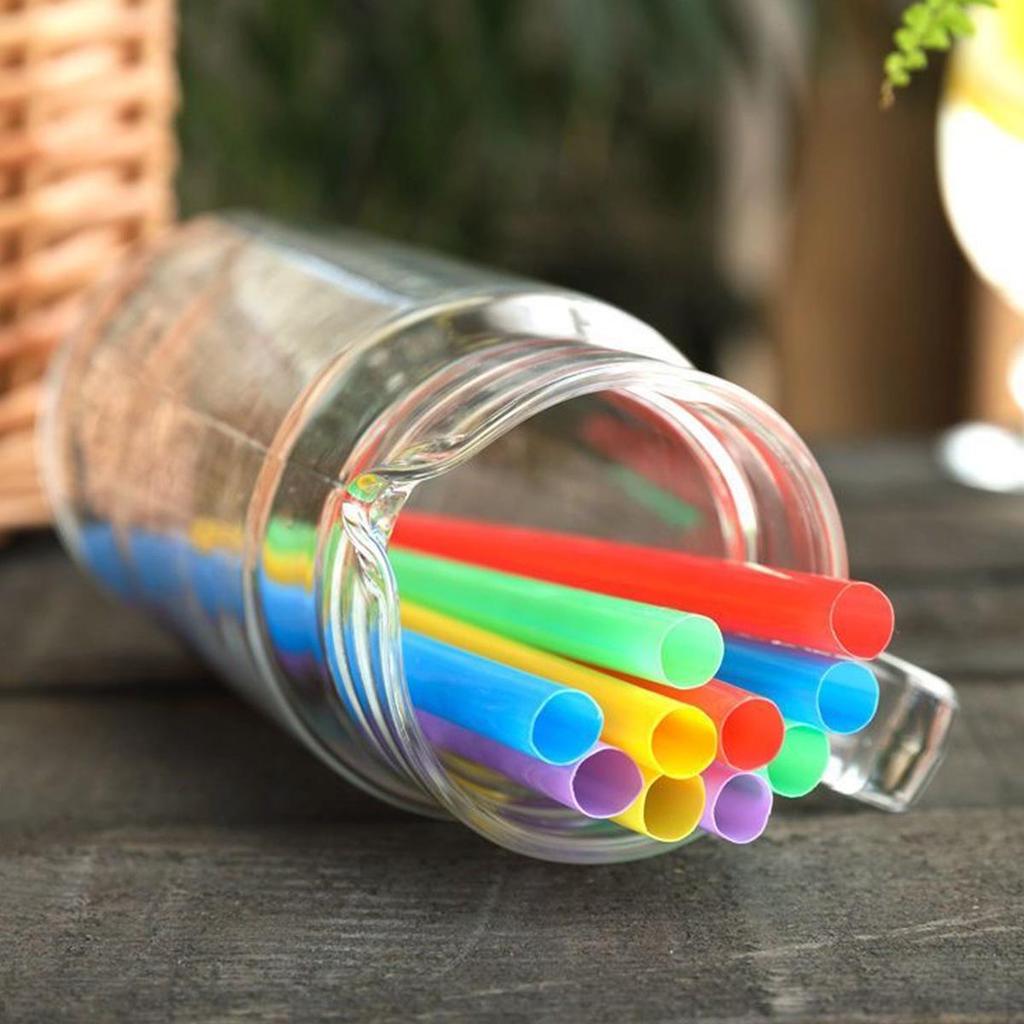 Individually Wrapped Colorful Plastic Straws for Smoothies, Soy Milk, and Juices