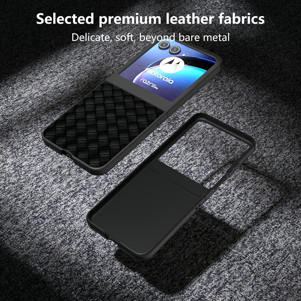 Für Motorola Razr 50 5G Hülle Gewebte Textur PU-Lederbeschichtete Hart-PC-Abdeckung