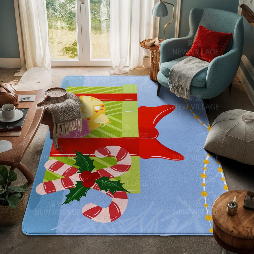 House Entrance Carpet Home Door Mat Living Room Bath Foot Bathroom Non-slip Water Absorption Rugs Bath Merry Christmas Winter