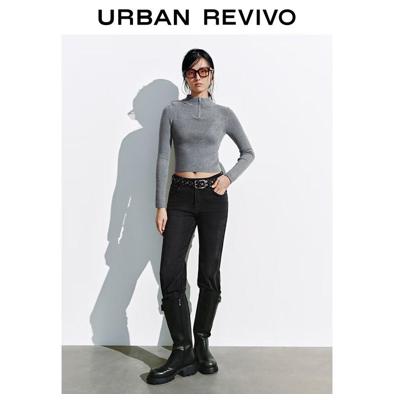 

Женский кардиган UR 2025 Осень, вязаный в рубчик, на молнии XL