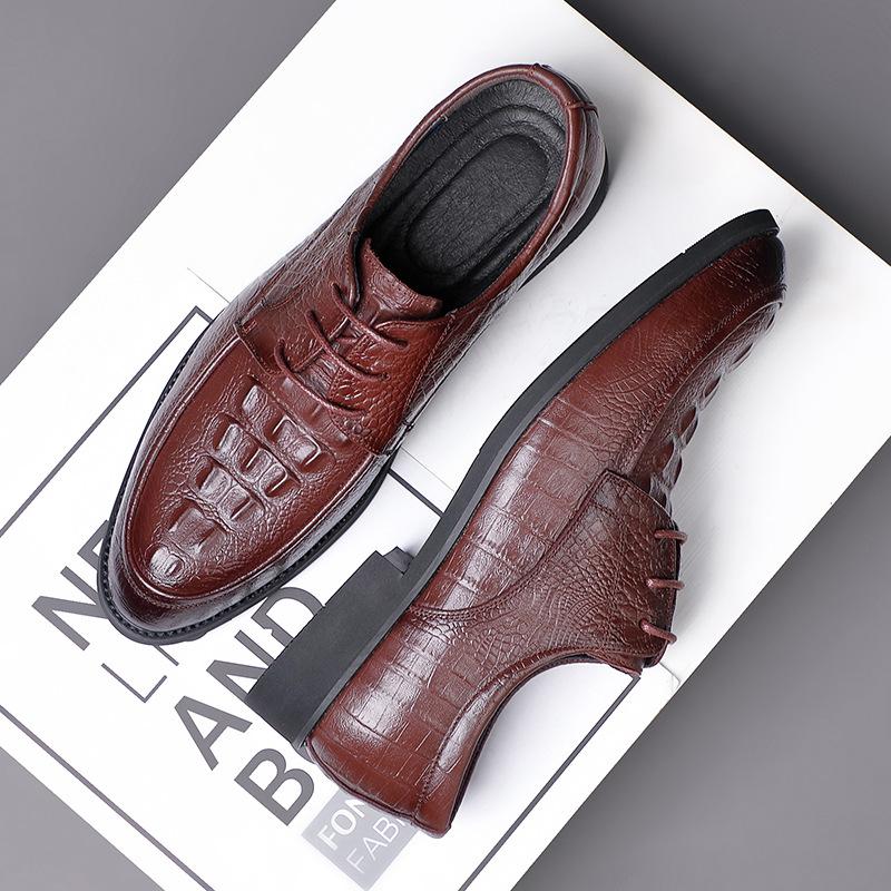 

New men s casual leather shoes genuine leather business dress men s breathable single shoes pointed men s shoes 44