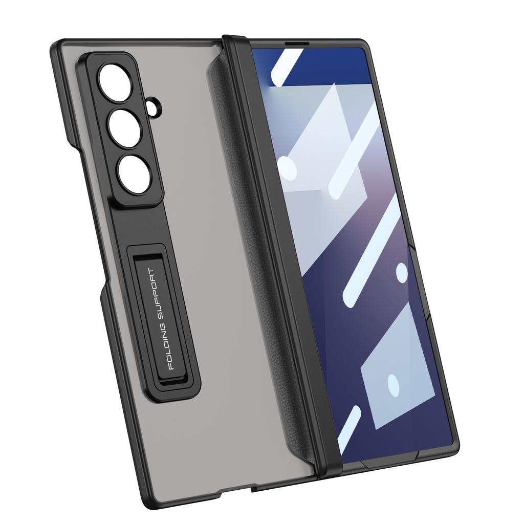 Magnetic Hinge Translucent Frosted Case for Samsung Galaxy Z Fold 7 Outer Screen Glass Holder Hard Cover for Galaxy Z Fold7 Case