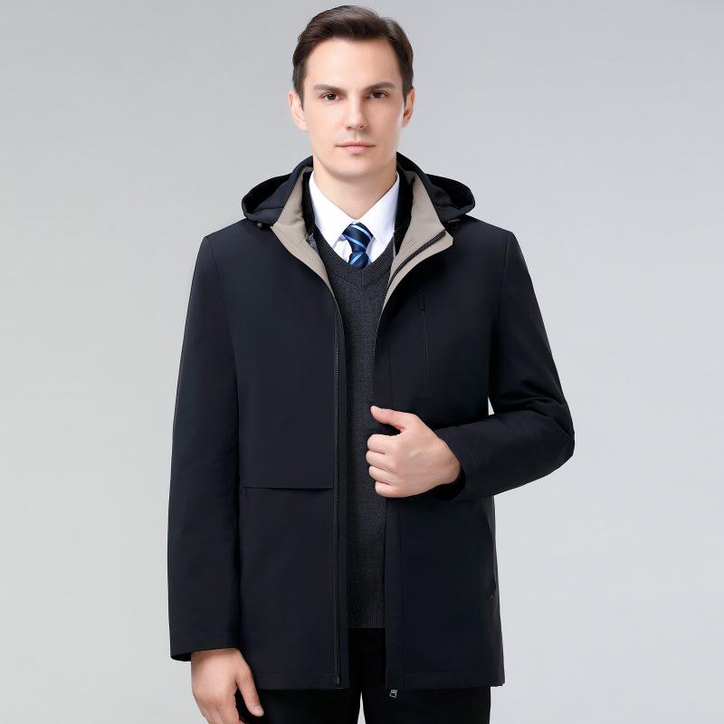 2024 Men's High-End Autumn Winter Hooded Down Jacket - Windproof, Warm, Casual Top for Middle-Aged