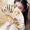 Shell Fan No Burr Non-breakable Festival Gift with Tassel Decorative Vintage Style Floral Print Kimono Japanese Style Hand Fan Home Supply