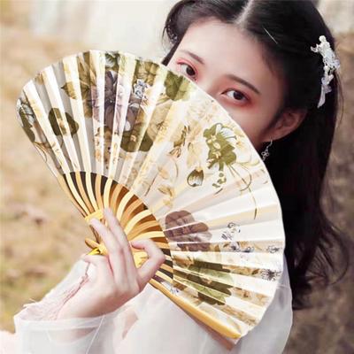 Shell Fan No Burr Non-breakable Festival Gift with Tassel Decorative Vintage Style Floral Print Kimono Japanese Style Hand Fan Home Supply