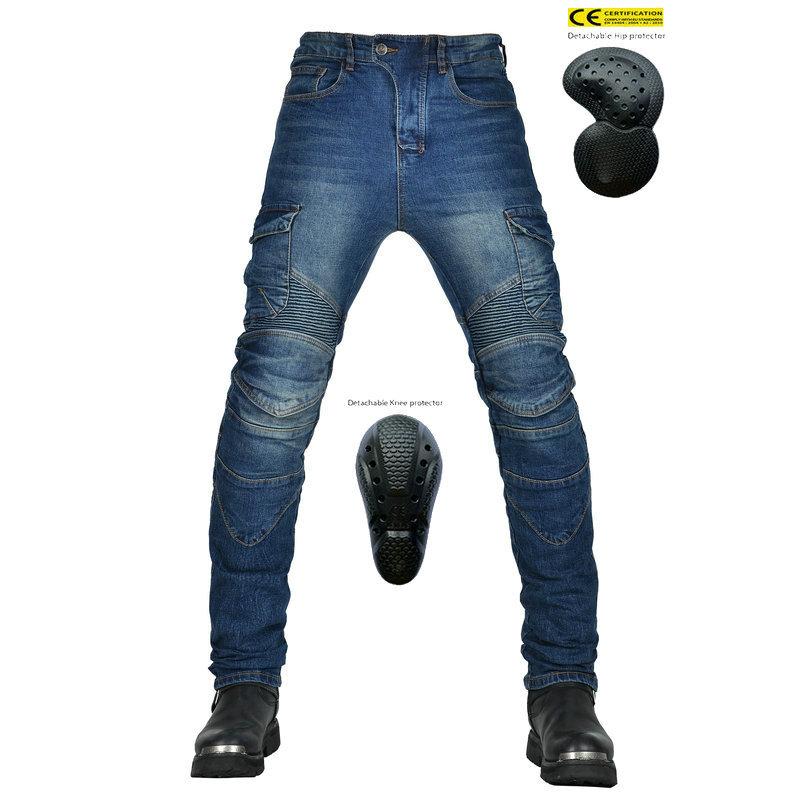 2024 New Motorcycle Riding Jeans for Men, Kevlar Tear-resistant, Anti-drop Cycling Pants with Protective Gear