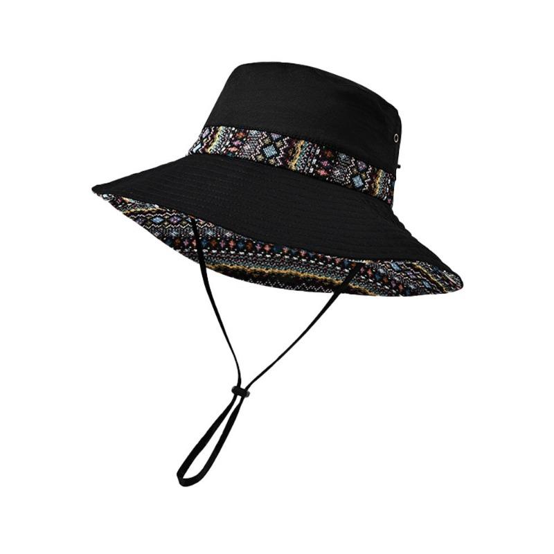 New Outdoor Sunshade Bucket Hat Women's Summer Travel Sunscreen Sun Hat Wide Brim Western Denim Seaside Hat