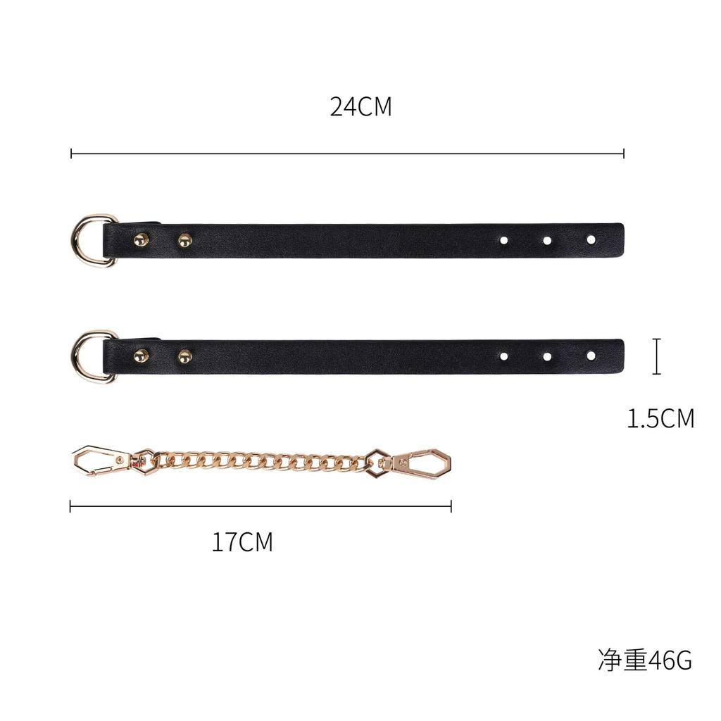 Sex Toys for Women Couples Adult Games Slave Bondage Handcuff Luxury Leather Handcuff Gold Chain Leash Erotic