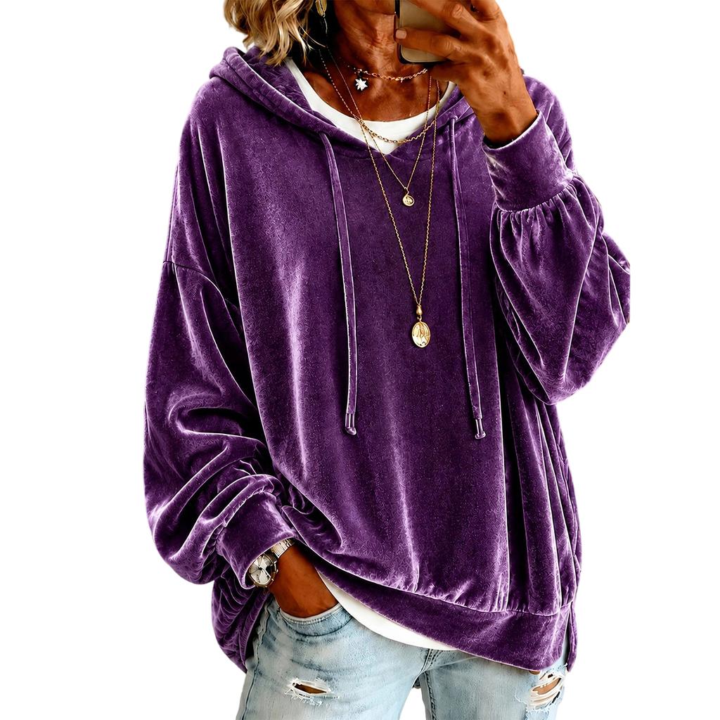 Women's Color Casual Hooded Sweatshirt with