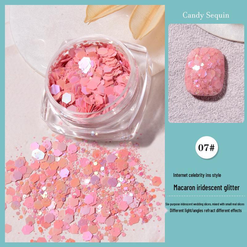 Silver Iridescent Nail Art Decoration Set: Transparent Sequins & Glitter Stickers