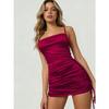 Sexy Women’s Dress with Spaghetti Straps and An Open Back Featuring A Side Drawstring and A Flattering Figure-hugging Fit