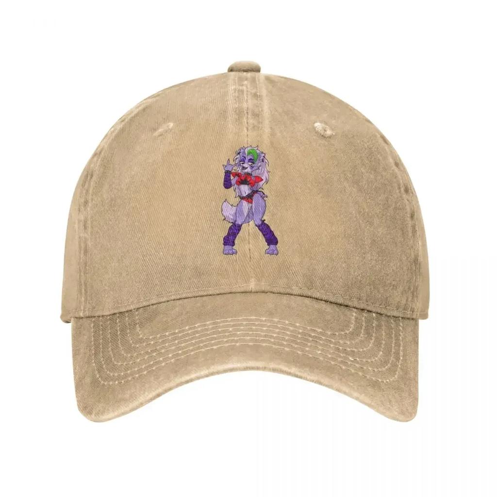 FNAF Roxanne Wolf Game Unisex Baseball Caps Security Breach Distressed Denim Caps Outdoor Activities Adjustable Fit Snapback Hat