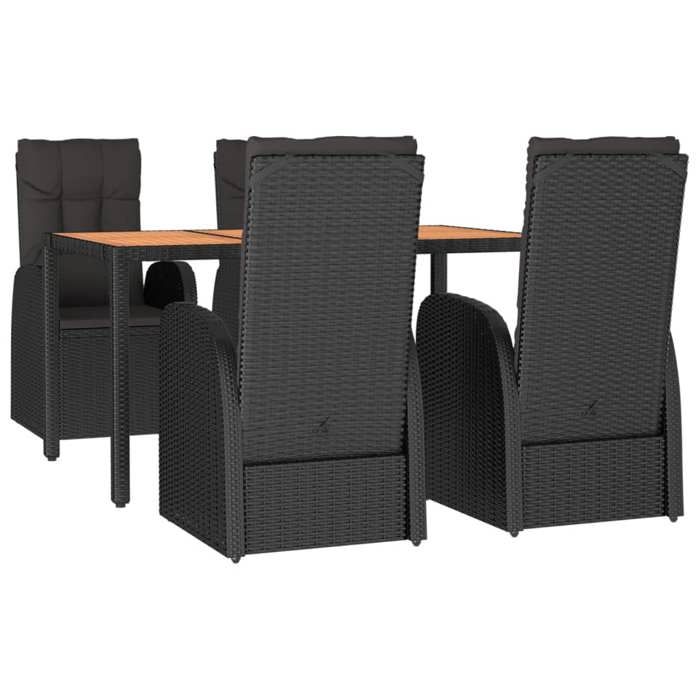 VidaXL Ensemble à manger de jardin coussins 5pcs Noir Résine tressée, ensemble de salle à manger, ensemble de salle à manger 3157600