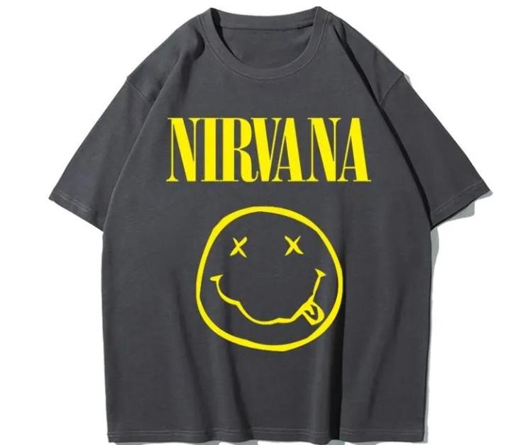 Maglietta Classica Nirvana Band Retro Cotone Unisex Donna Manica Corta Estate Stile Punk Colore Vestibilità Larga Casual Traspirante Maglietta