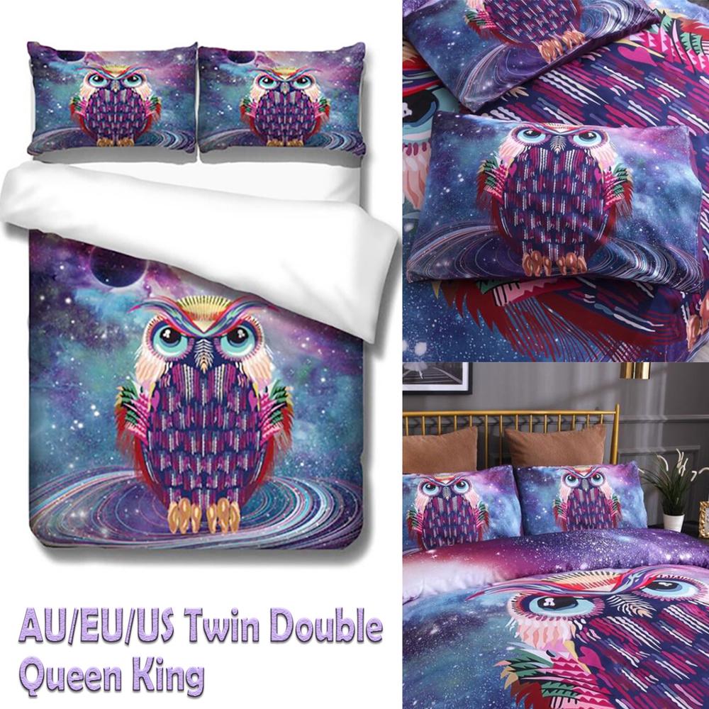 Compre 3d Printed Bedding Set 2 3pcs Cartoon Owl Wrinkle Free Duvet Cover With Pillowcases Eu Au Us Size Kids Bedlinen Home Textile Barato Frete Grátis Avaliações Reais Com Fotos Joom Compre 3d Printed Bedding Set 2 3pcs, King Size Owl Bedding