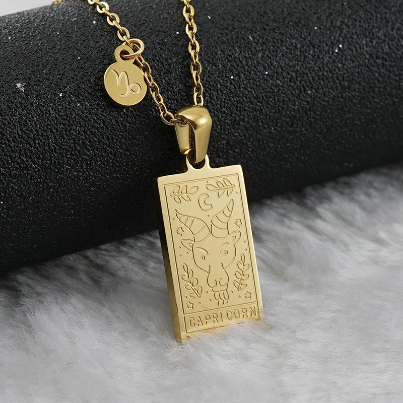 12 Constellation Necklace Women's 18K Exquisite Square 12 Constellation Tag Collarbone Chain 2026