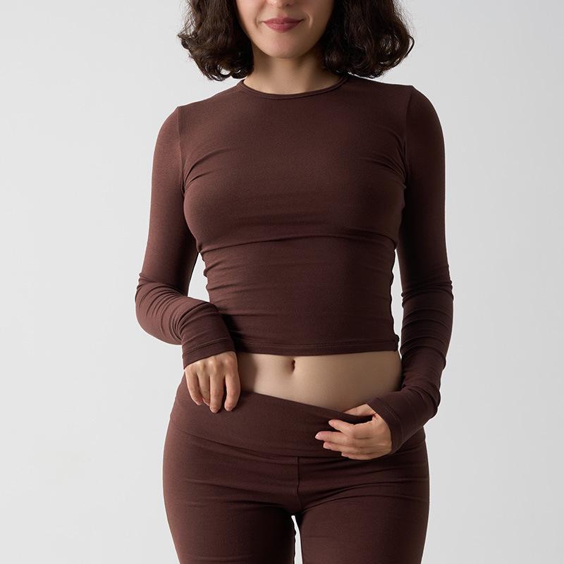 

Cotton-Ammonia High Elastic Yoga Long Sleeve T-Shirt Small кофейный