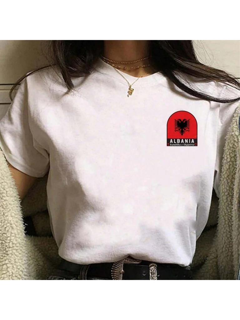 T-shirt Albania Donna Harajuku Tee Ragazza Anime Abbigliamento Designer