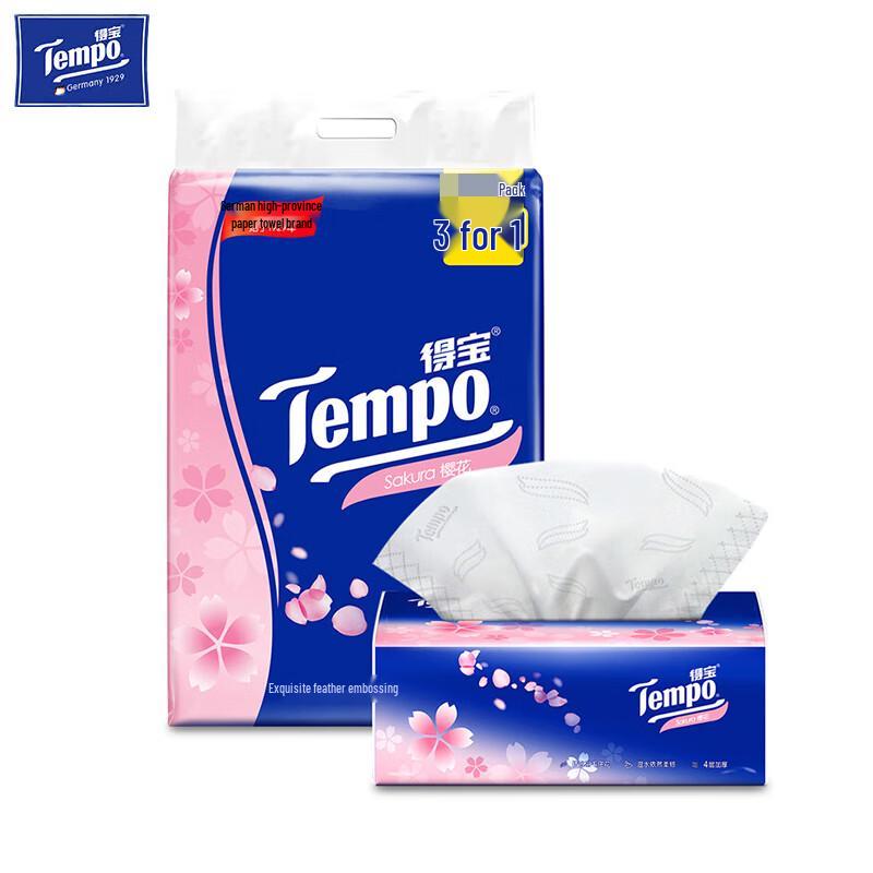 Tempo Cherry Blossom Scent 4-Ply Facial Tissues (4 Packs)
