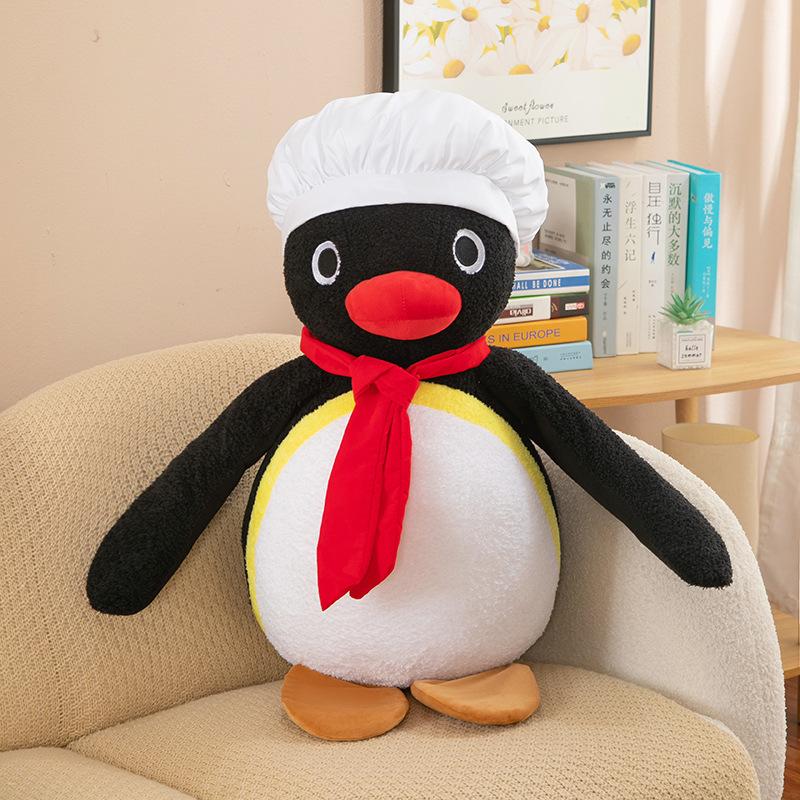 Nieuwe 35/65cm Chef Pinguïn Pluche Pop Cartoon Knuffels Met Koksmes Rode Sjaal Kawaii Huisdecoratie Bankkussen Verjaardagscadeaus 35cm