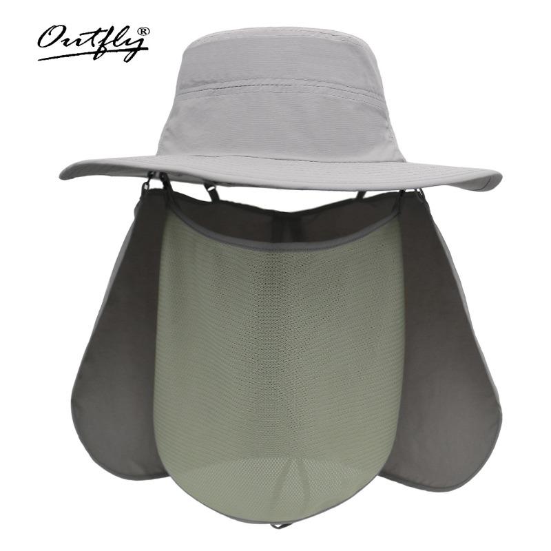 Spring and summer new sunscreen fishing hat big head circumference UV protection breathable sun hat outdoor leisure hiking bucket hat