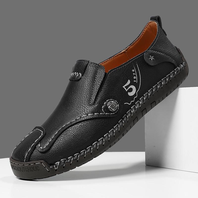 

Мужская повседневная кожаная обувь ручной работы, слипоны, уличные низкие кеды 39 чёрный