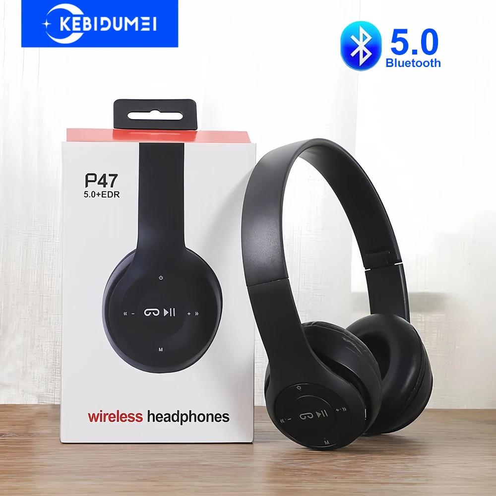 Stereo P47 Headset Bluetooth 5.0 Folding Series Wireless Sports Game Music Headphone Support SD Card with Mic for All Smartphone