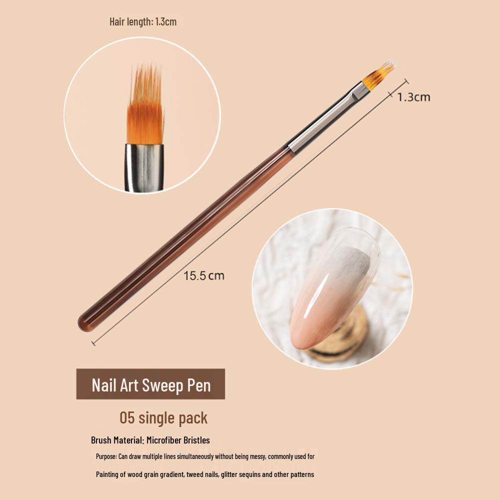 Ice Transparent Japanese Gray Nail Art Brush Set for Liner, Drawing, Flowers, and Gradient Gel