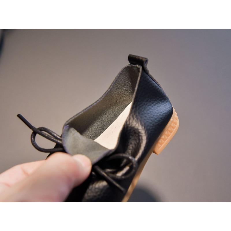 Spring New Low-Top Mary Jane Shoes for Kids, New British Style Lace-Up Flats, Student Black Leather Shoes