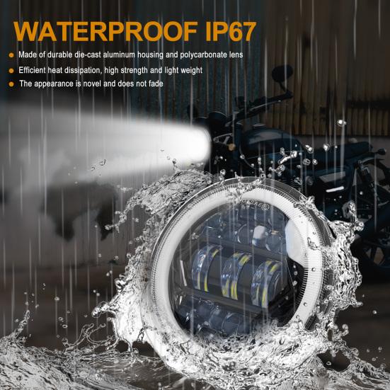 5,75 Zoll LED Motorradscheinwerfer Rund Sealed Beam IP67 Wasserdicht 6000K/3000K Ersatz