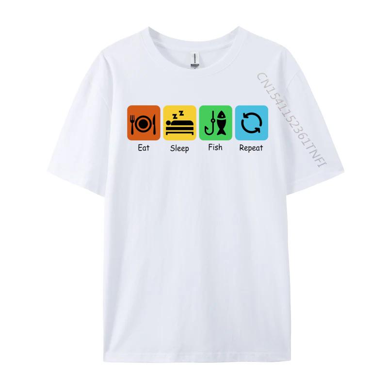 

Eat Sleep Fish Repeat Tshirt Print Combed cotton Comics Tops Shirts Slim Fit Men T Shirts Luxury Clothing S