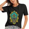 Blooming Mandala Unisex Cotton T Shirt, Premium Cotton Floral Print, Durable, Leisure And Fashion, Elegant Golden Swirls & Blossoms, Comfortable Fit F