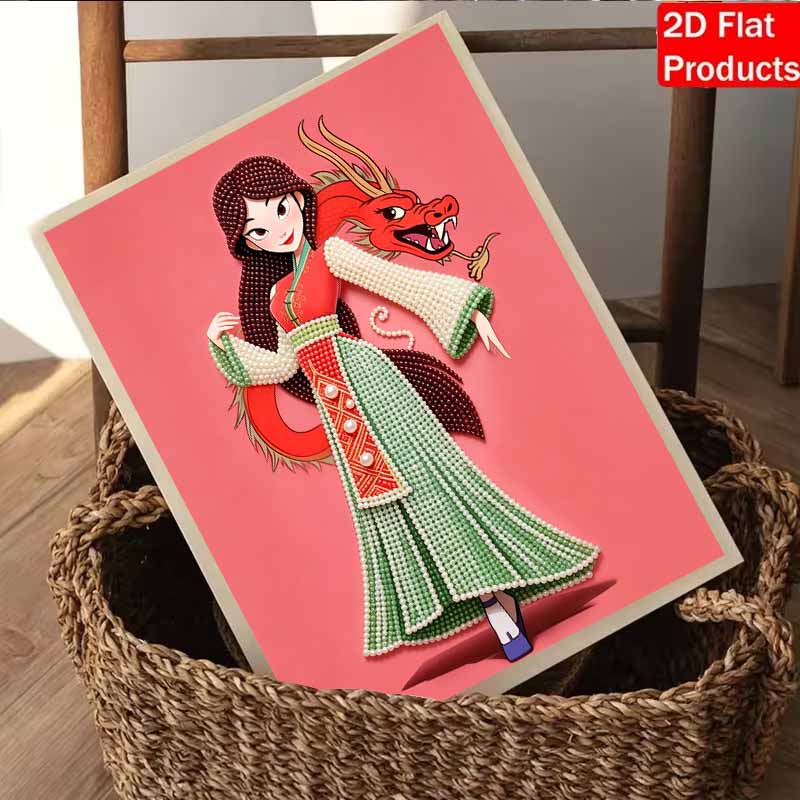 Disney Pearl Art Painting Mulan and Mushu Dragon Handmade diy5D Pearl Gem Painting Pictures Crafts Special Shape Home Wall Decoration