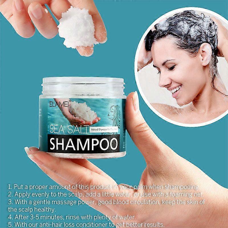Sea Salt Shampoo, 200g Refreshing Anti-Dandruff Shampoo with Oil Control, Cleansing Natural Sea Salt Shampoo for the Scalp of Men and Women, Nourishin