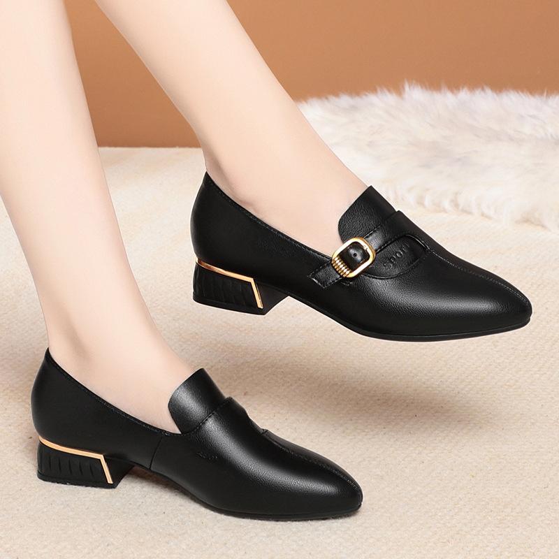 

Модные новые весенне-летние женские туфли из натуральной кожи с острым носком в стиле ретро, женские туфли-лодочки для женщин, туфли Мэри Джейн Zapatos De Mujer 41 чёрный