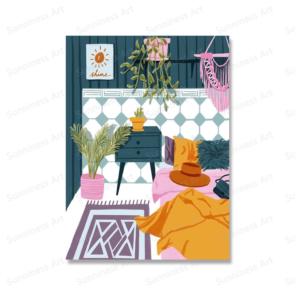 Wall Art Canvas Painting Abstract Boho Landscape Nordic Posters And Prints Kitchen Dinning Pictures For Living Room Home Decor