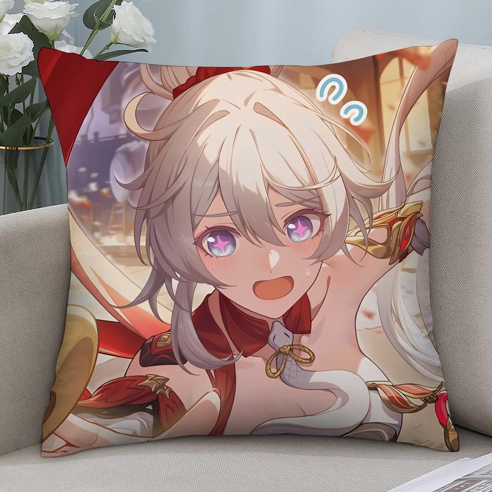 Kiana Kaslana Anime Girl Pillow Case Short Plush Pillow Covers Sofa Decorative Gift Home Double-sided Printing Cushion Cover