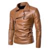 Men's Retro Washed PU Leather Motorcycle Jacket with Lapel – Winter Style