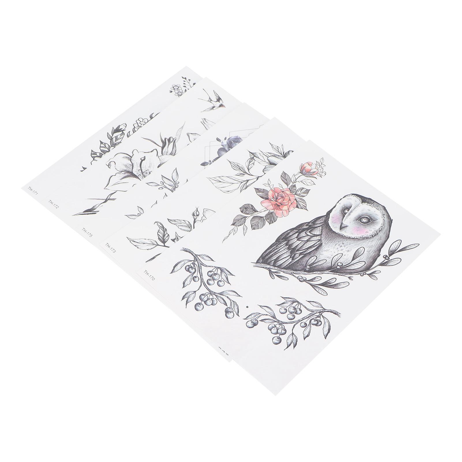 

5 листов водостойких наклеек-татуировок с цветочным узором, набор временных тату для боди-арта