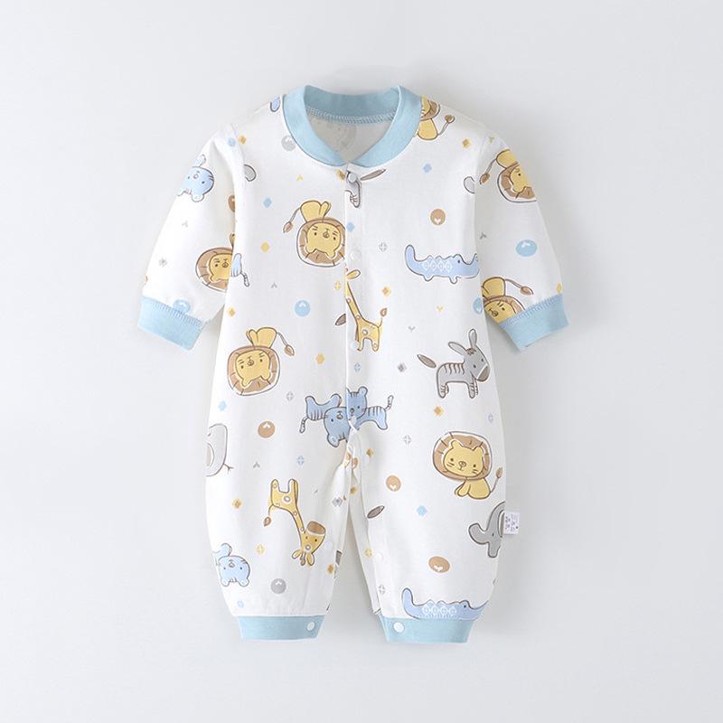 Baby Long Sleeve Romper - Spring/Autumn, Printed Combed Cotton Pajamas for Newborns, Infant Wear