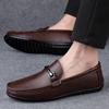 Men's Genuine Leather Slip-On Driving Shoes - Soft Sole, High-End Feel, Large Size