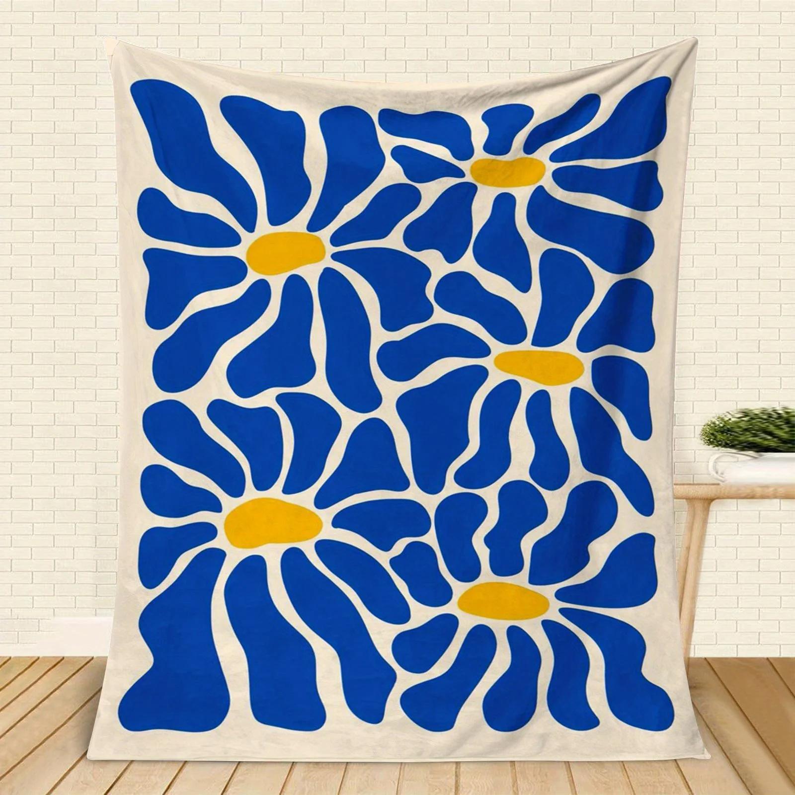 

Large Retro Floral Flannel printed blanket suitable for all seasons suitable for living room office sofa and travel 75x90cm