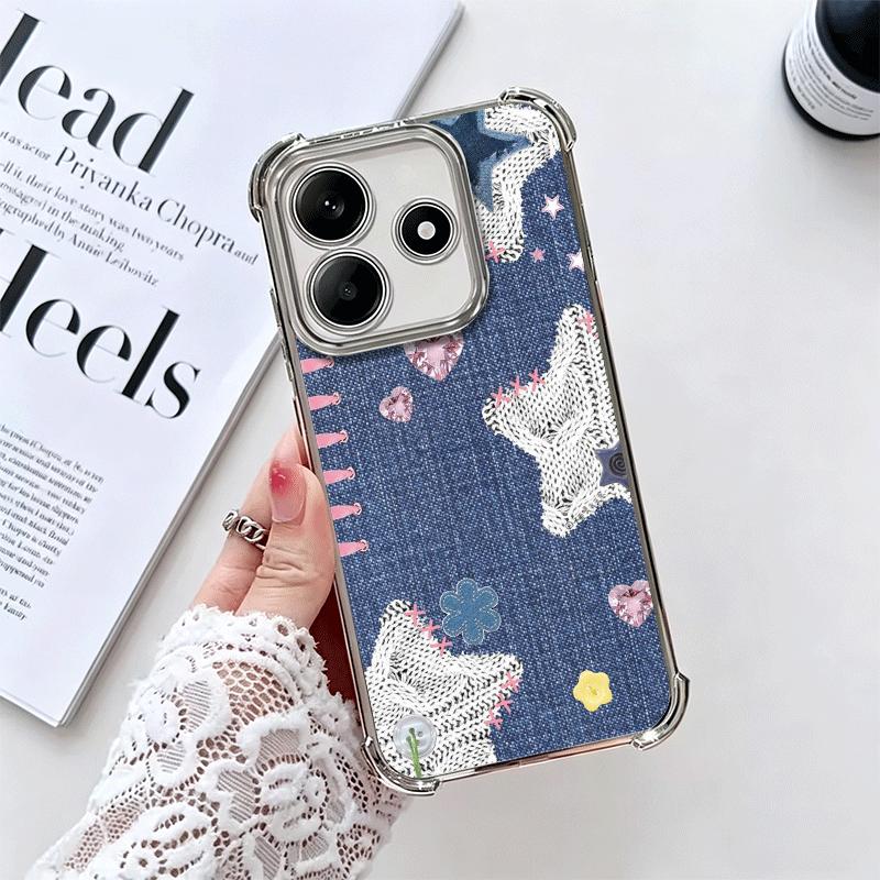 

Girlish Heart Star Fashion Jeans Pattern Soft Phone Case For Xiaomi Redmi Note 14 15 Pro Plus 13 12 11S 11T 5G 10 9S 9 Plating A Redmi Note 15 5G