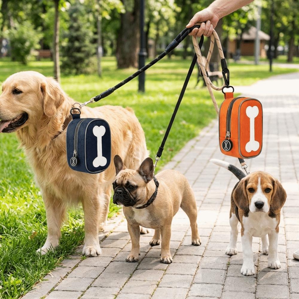 Durable Nylon Pet Waste Bag Holder Compact Size Pet Garbage Bag Carrier  Leash Attachment