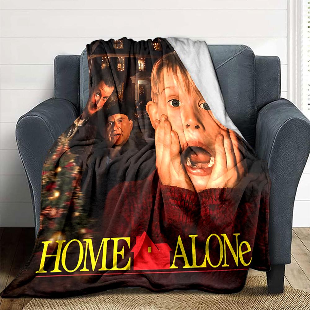 Home Alone Christmas Movie Flannel Blanket Super Soft Warm Cozy Blanket for Sofa Bed Office Travel All‑Season Home Decor Gift