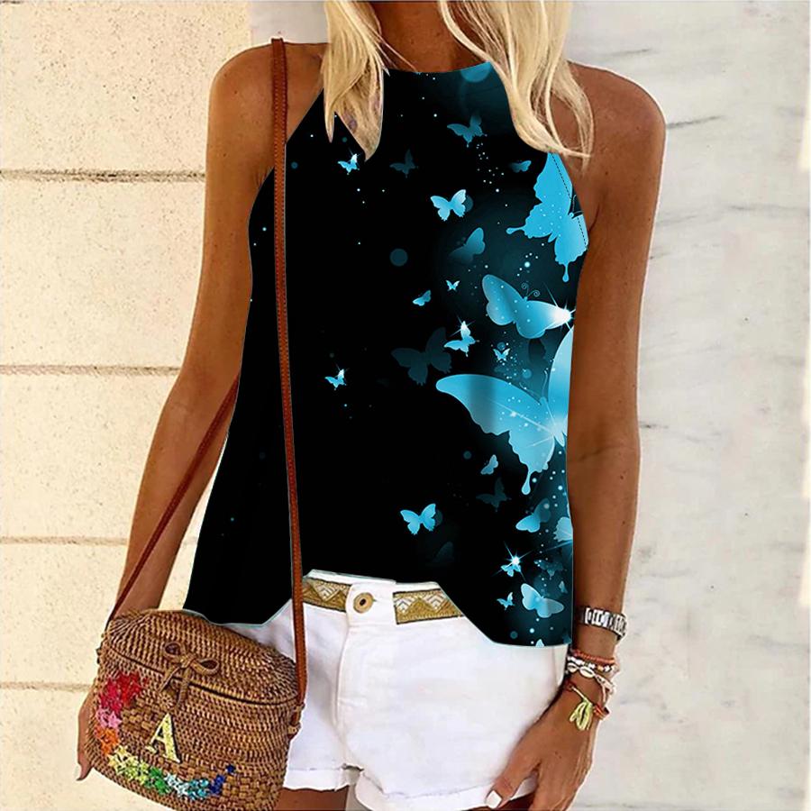 

Женская майка для йоги Золотая бабочка 3d принт фитнес-спортивный жилет без рукавов для бега