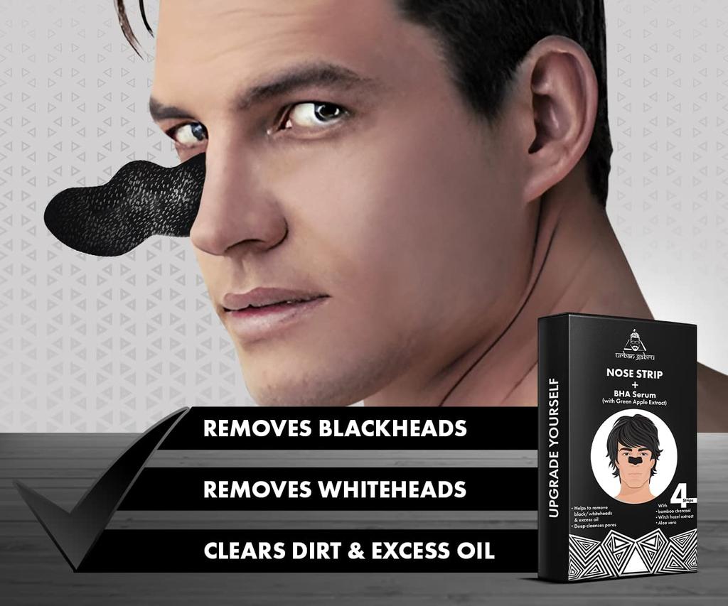 UrbanGabru Nose Strip with BHA Serum | Nose Strips for Blackhead, Whitehead Remover (4 Strips) | Pore Cleanser