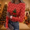 Women's Casual Christmas Print Long Sleeve Ribbed Neck Top