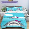 3pcs Hello Kitty, Shark Breathable Polyester Bedding Set Soft Duvet Cover and 2 Pillowcases,Suitable for All Seasons, 082673b
